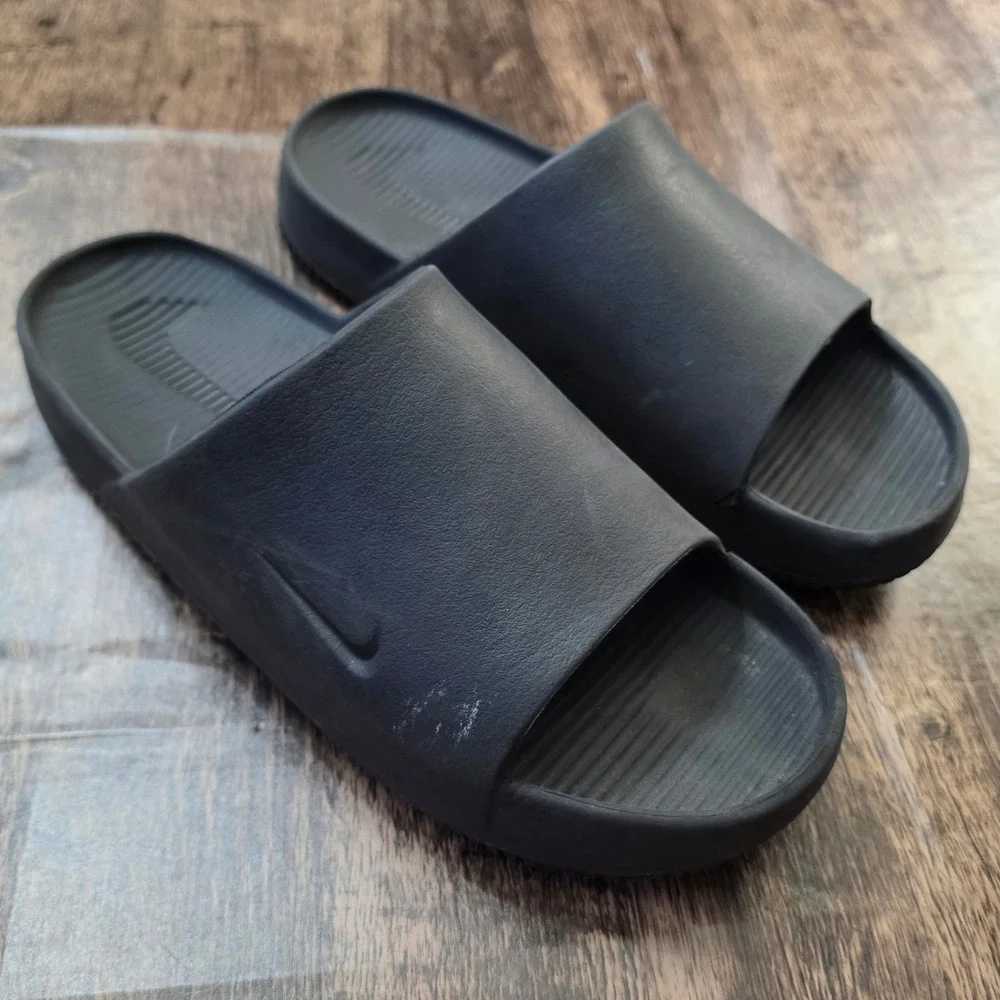 NIKE Calm Slides Men Size 13 Black Foam Slip On Sandals DX4816-001